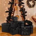 10 Pcs Xmas Gift Box with Lid Bow,Black,10 Size