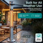 Infrared Patio Heater, 1500W Electric Standing with Remote Control, IP44 Approved, Odorless, Three Power Settings