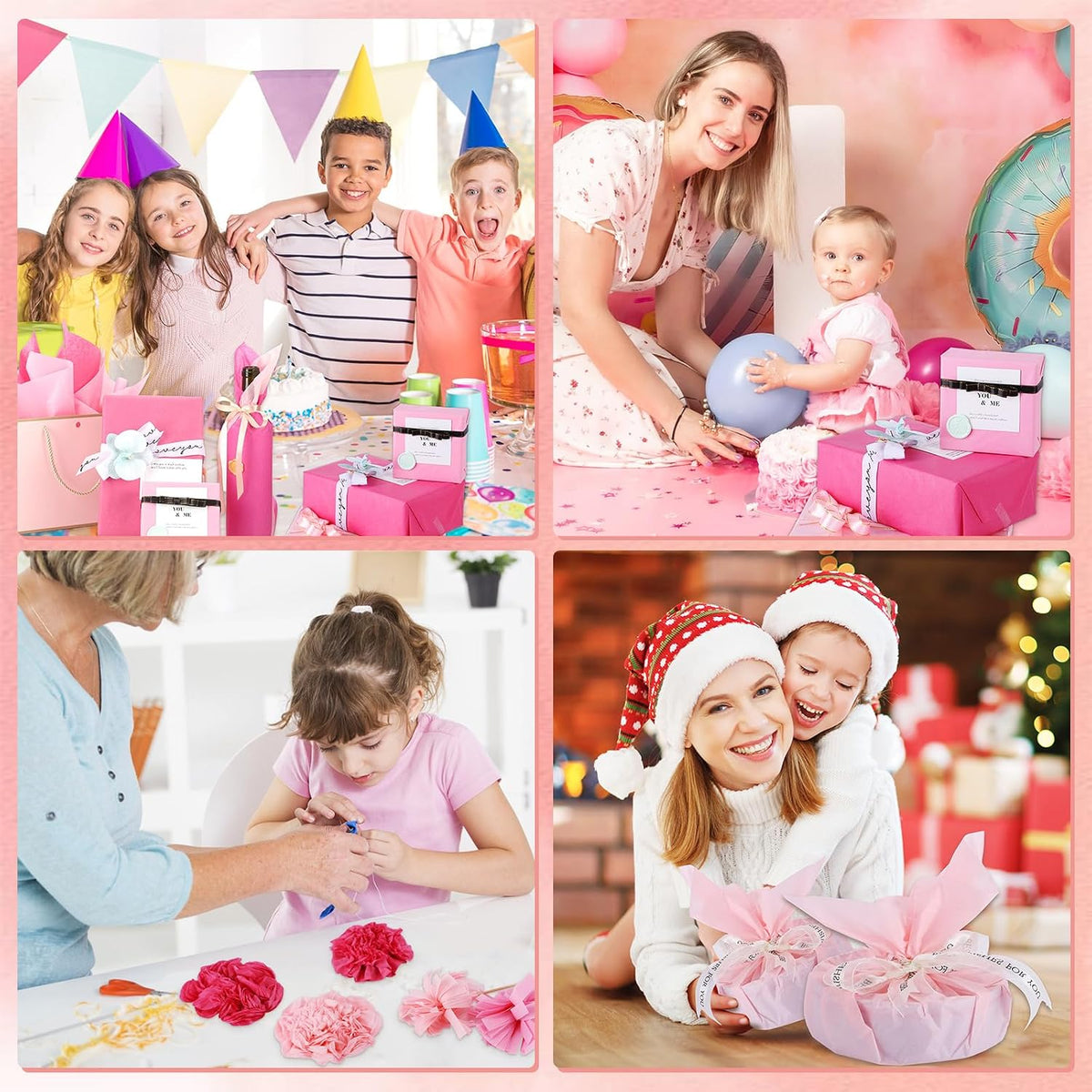 120 Sheets Pink Tissue Paper for Gift Bags 20 x 14 Inch