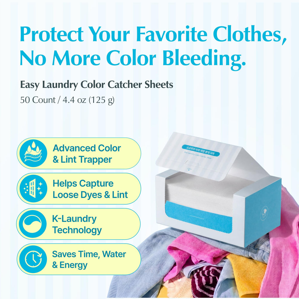 Easy Color Catcher Laundry Sheets for Mixed Loads, 50 Count