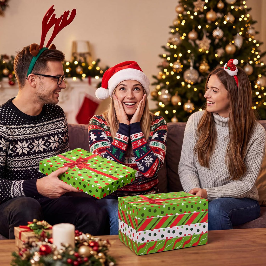 8 Pcs Christmas Gift Boxes with Lids 14 x 9.5 x 2 Inch, Dot