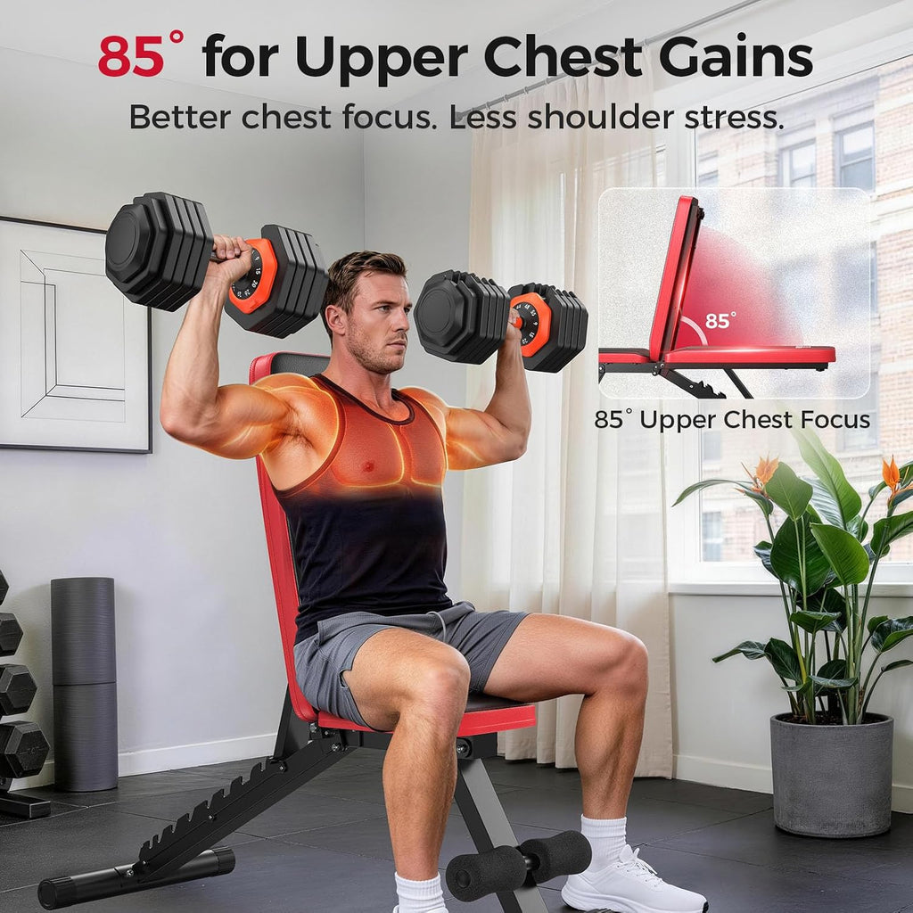 Adjustable Weight Bench for Home Gym, 660LBS Capacity Workout Bench with 8 Backrests for Chest Shoulders Arms