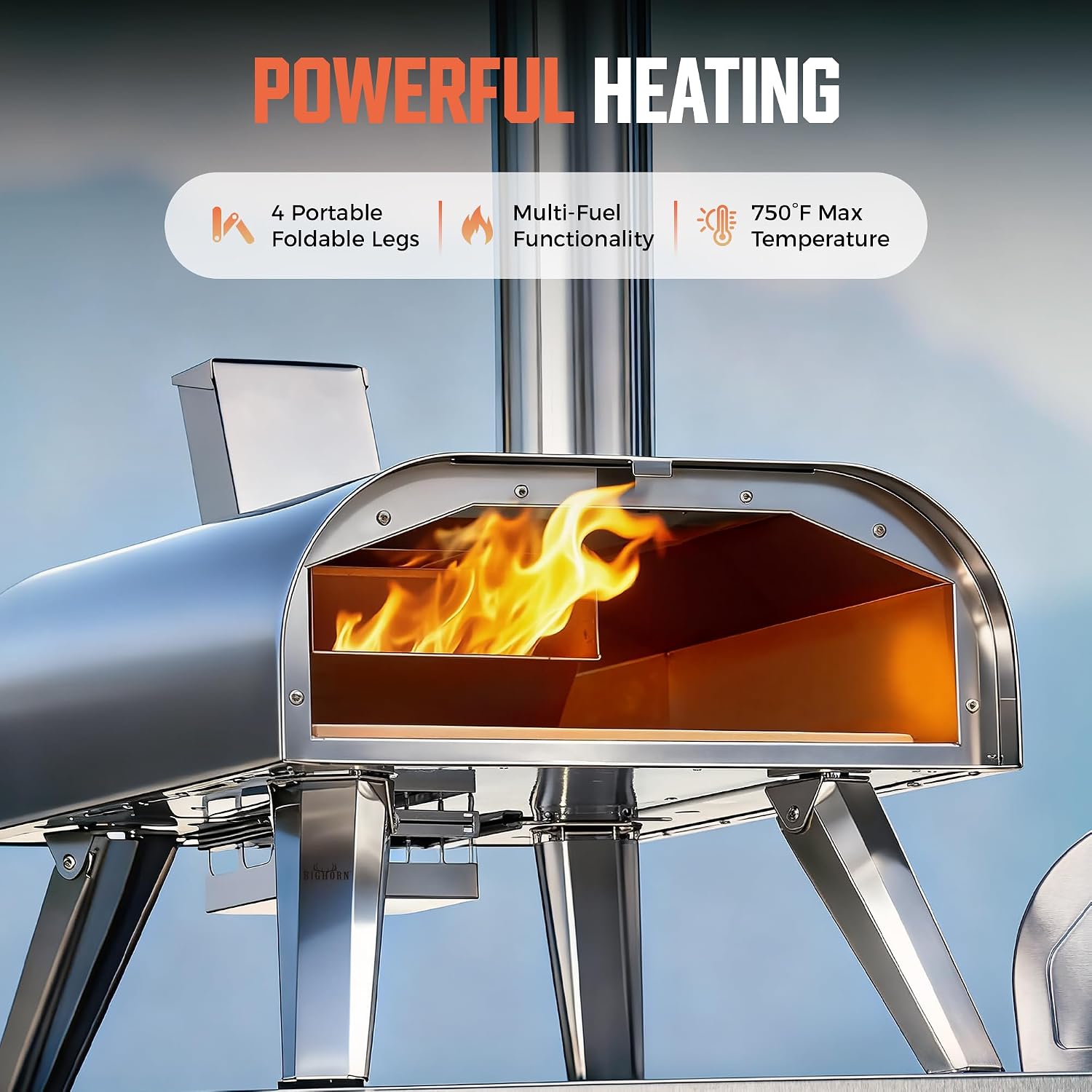 OUTDOORS 12" Multi-Fuel Pizza Oven, Portable Outdoor Pizza Oven, Wood Fired & Propane Gas, Pellet Pizza Maker with