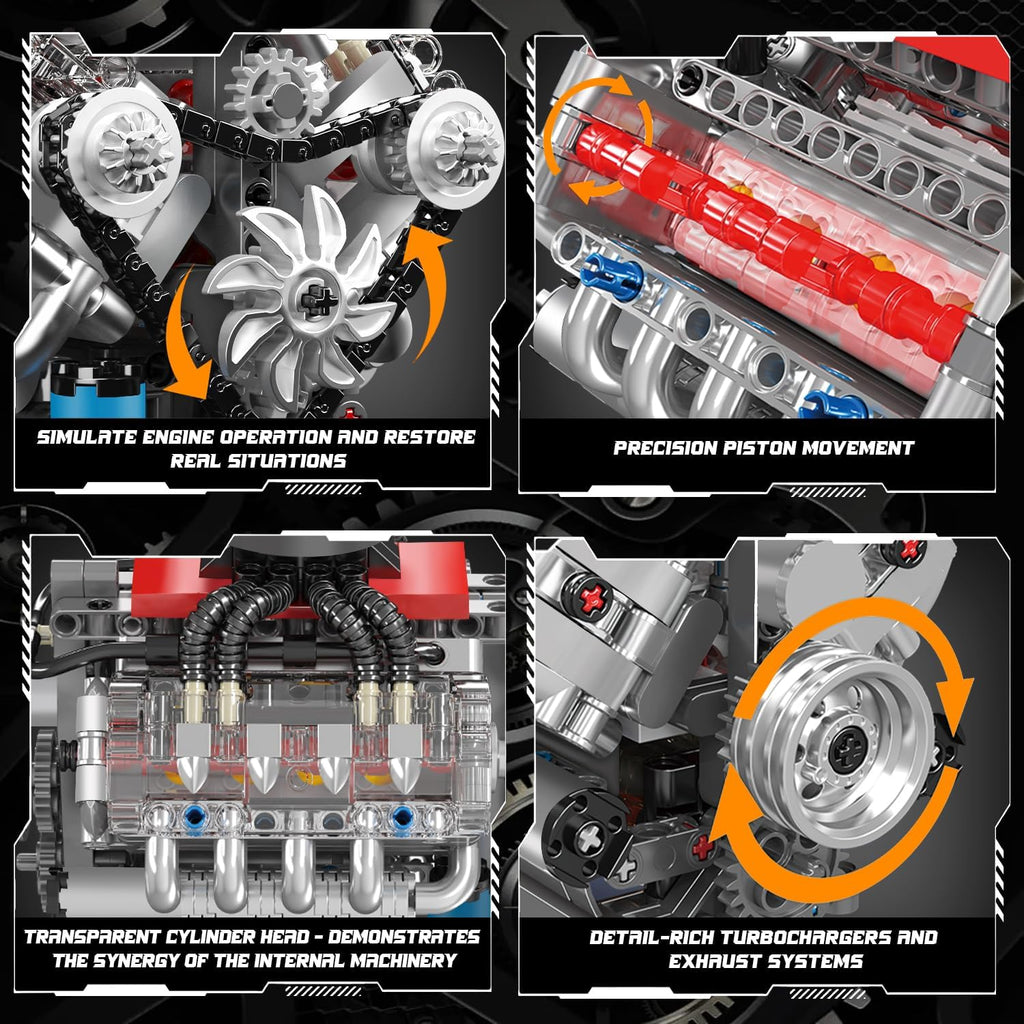 10171 V8 Engine Model Kit, Mini V8 Engine Kits that Runs, Build Your Own Car Model Engine with Motor, Collectible
