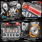 10171 V8 Engine Model Kit, Mini V8 Engine Kits that Runs, Build Your Own Car Model Engine with Motor, Collectible