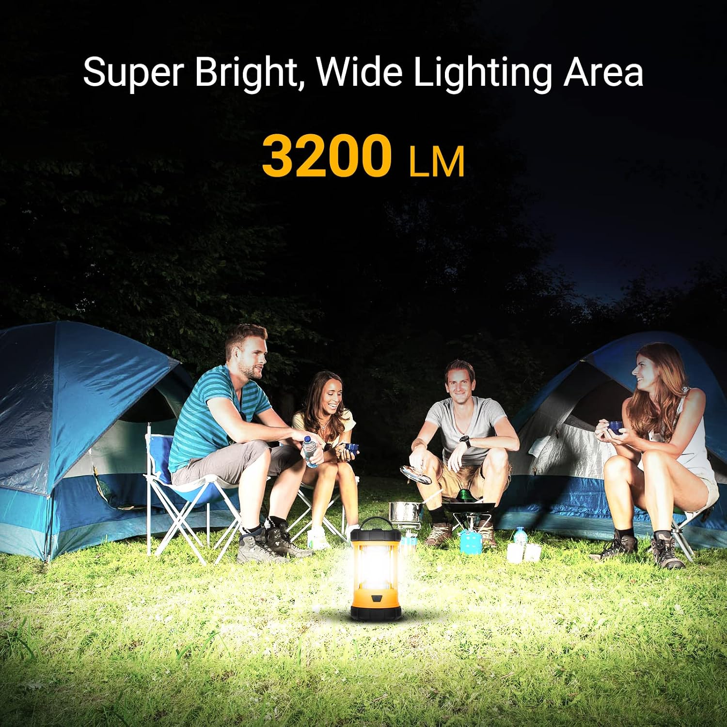 Camping Lantern, 3200LM Bright Camping Light, 4600mAh Rechargeable LED Lantern for Power Outages, 5 Light Modes