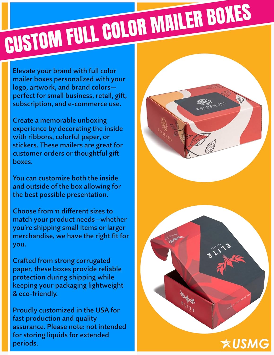 Custom Full Color Mailer Boxes 14"x10"x4" – Personalized Printed Packaging with Logo | Shipping Solutions for Small