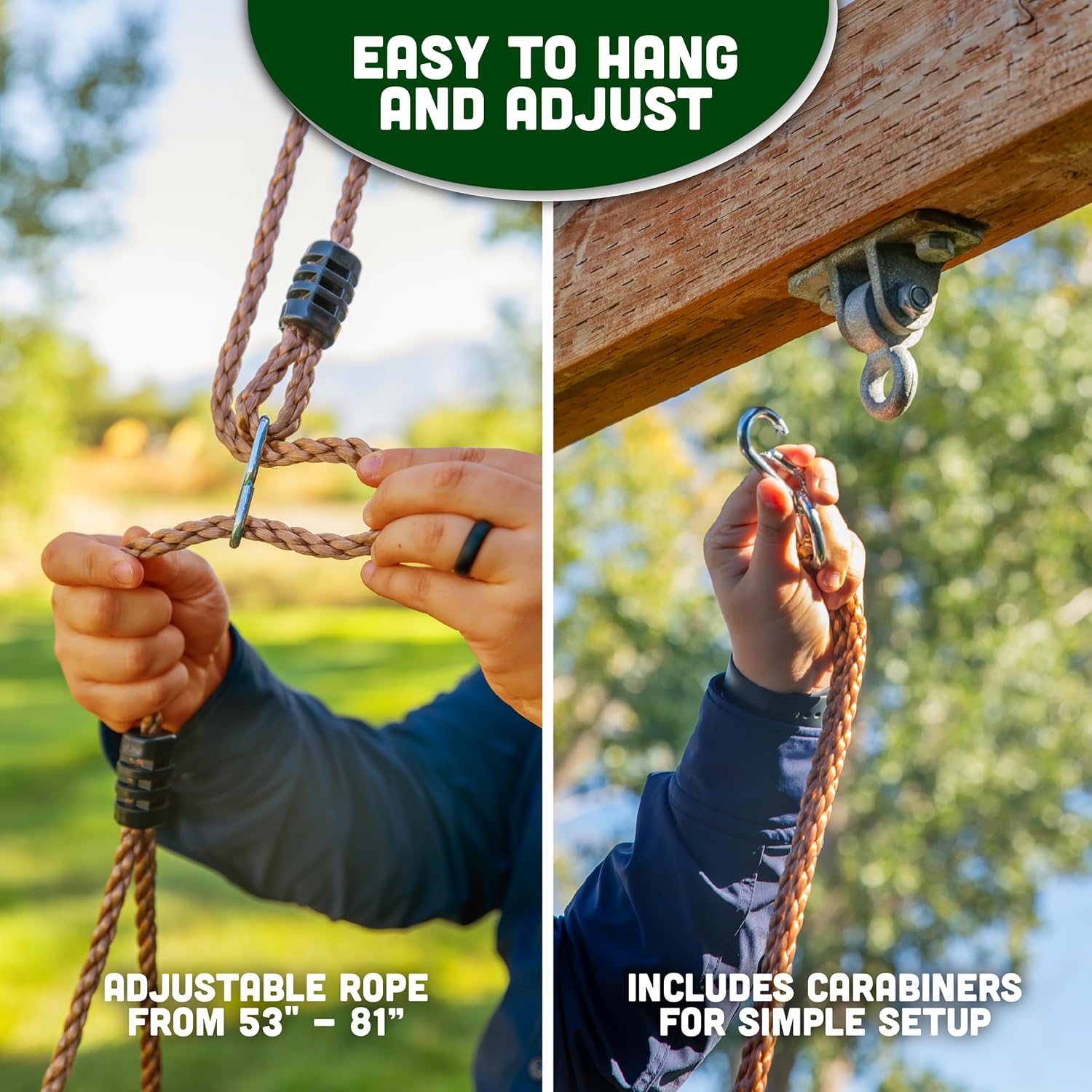 Acorn Adventures Toddler Swing Seat – Baby Bucket Swing for Outdoor Backyard & Porch, Adjustable Ropes, Easy Install