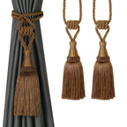 2 Pack Tassel Curtain Tiebacks Handmade Holdbacks (Coffee)