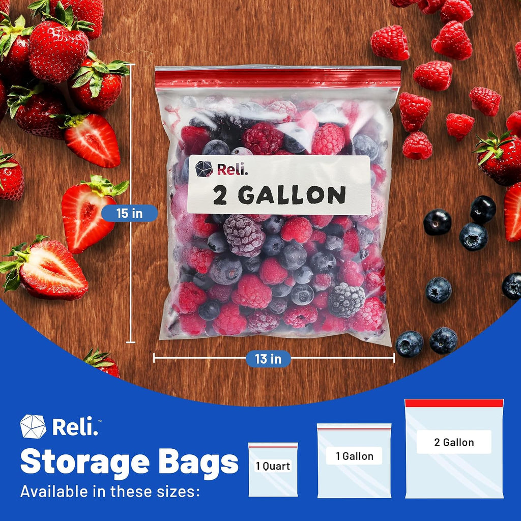2 Gallon Food Storage Bags (150pk) | Resealable Storage, 2 Gal Size