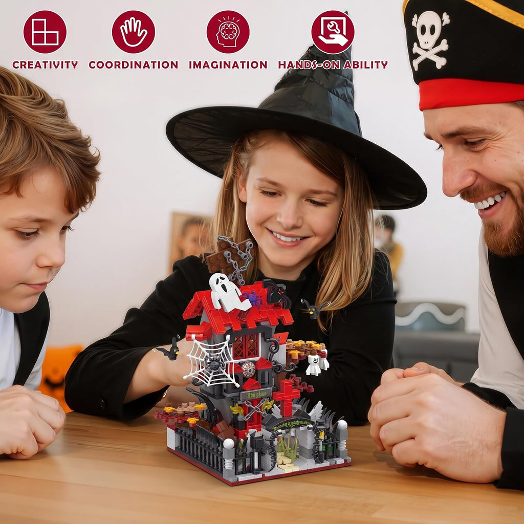 Halloween Haunted House Building Set, Mini Vampire Castle Blocks