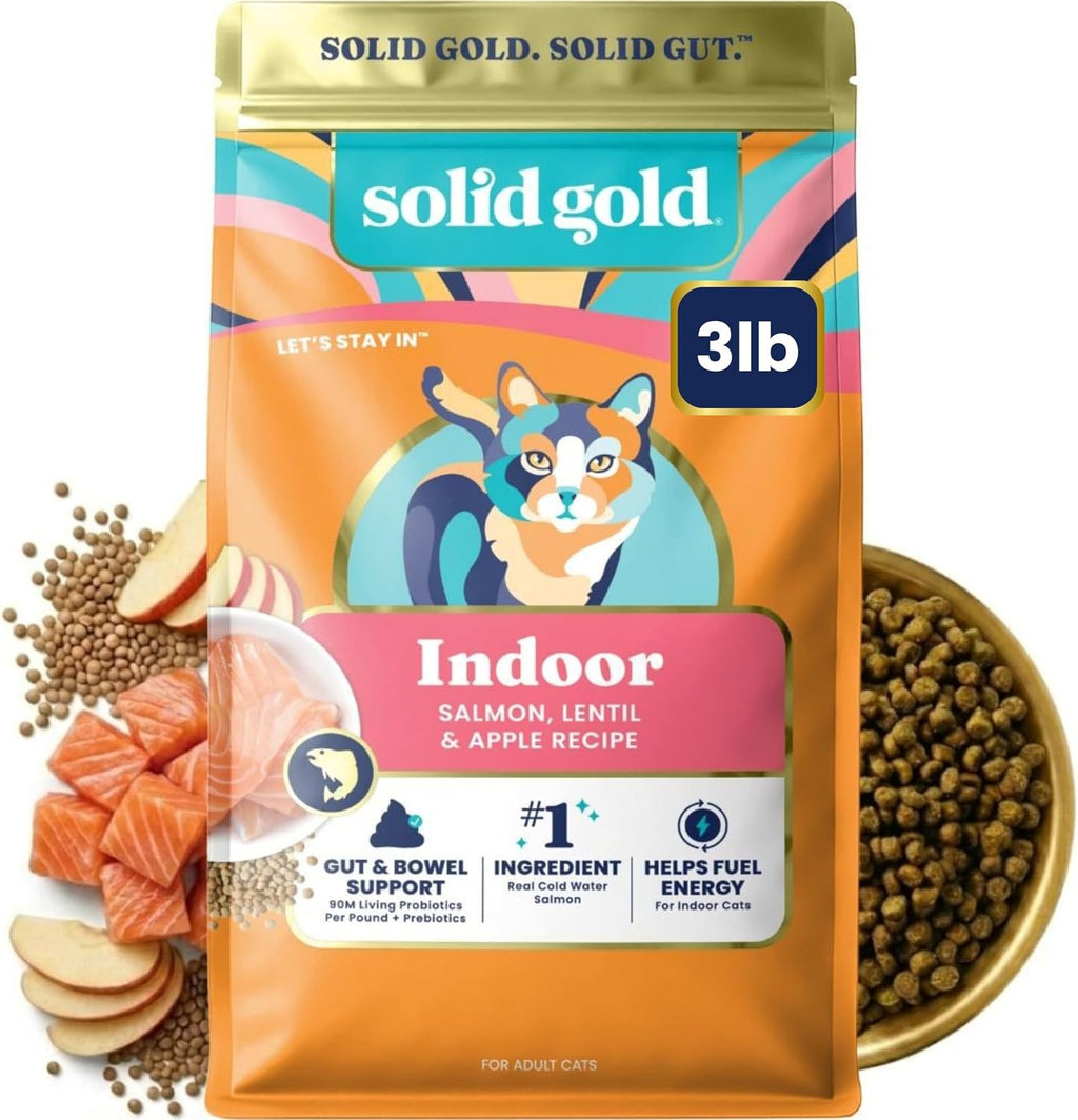 Indoor Salmon Dry Cat Food, High Fiber, Adult & Senior Cats, 3LB