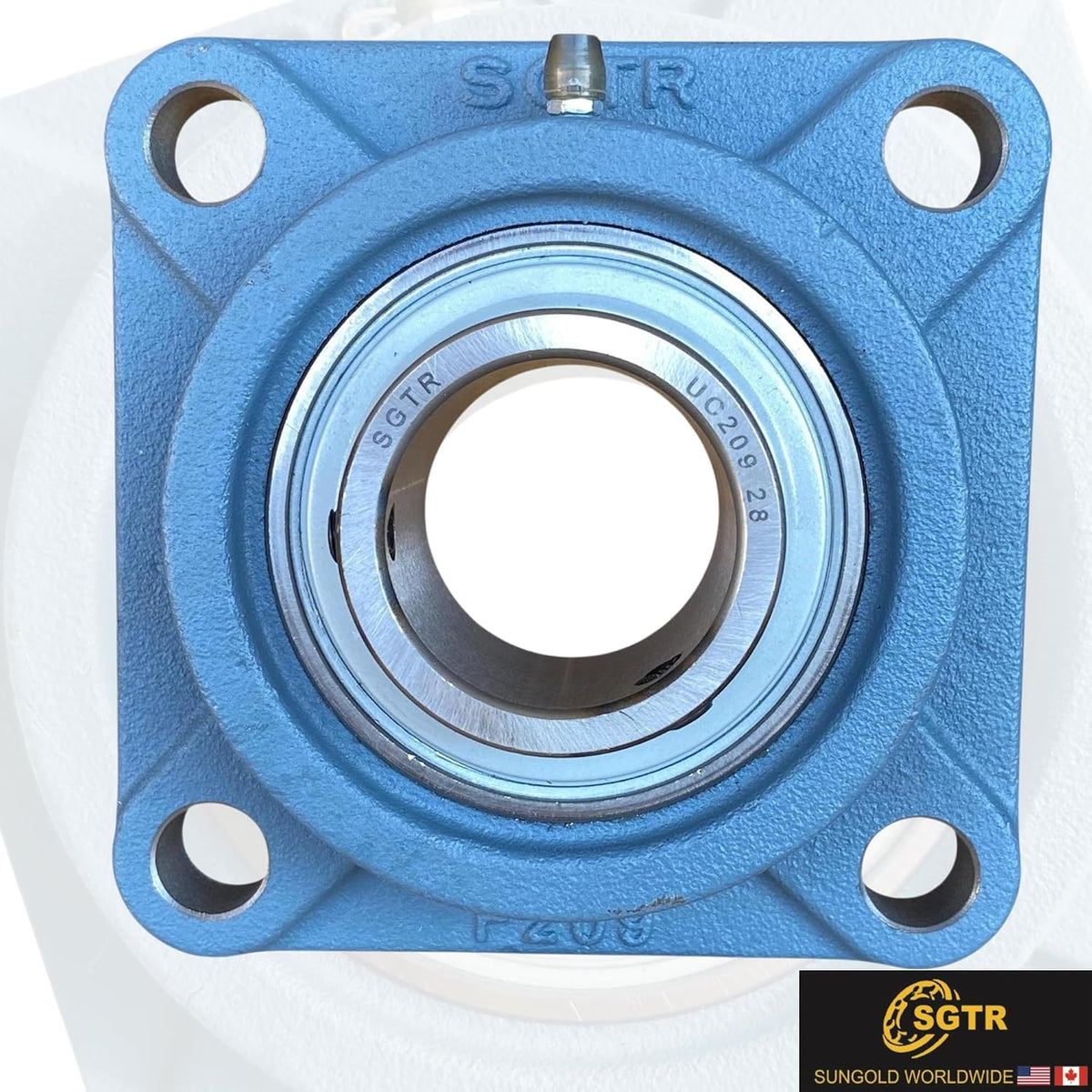 (2 Pack) SGTR Heavy Duty UCF209-28 Square Flange Bearing, 1-3/4 inch Bore, Self-Aligning, Industrial Grade, Chrome Steel and Solid Cast Iron Bearing Units