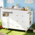 Wooden Baby Changing Table Dresser,Diaper Changing Table with Large Tabletop,4 Drawers, Open Storage Space & Side