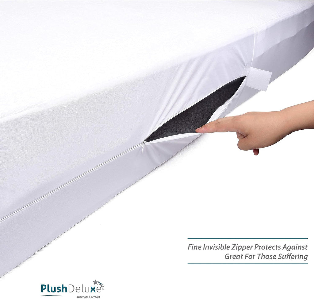 Queen Size Premium Mattress Encasement - Zippered Waterproof, Bedbug Proof Design, 6-Sided Protection