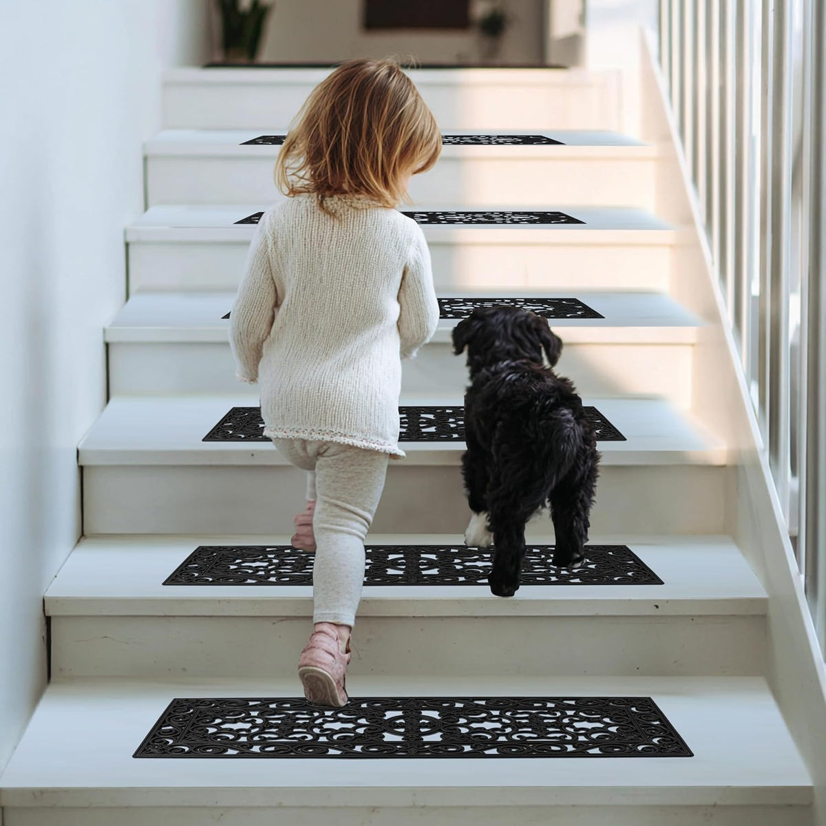Stair Treads — 4 Pack 10x30 inch Non-Slip Rubber Stair Mats