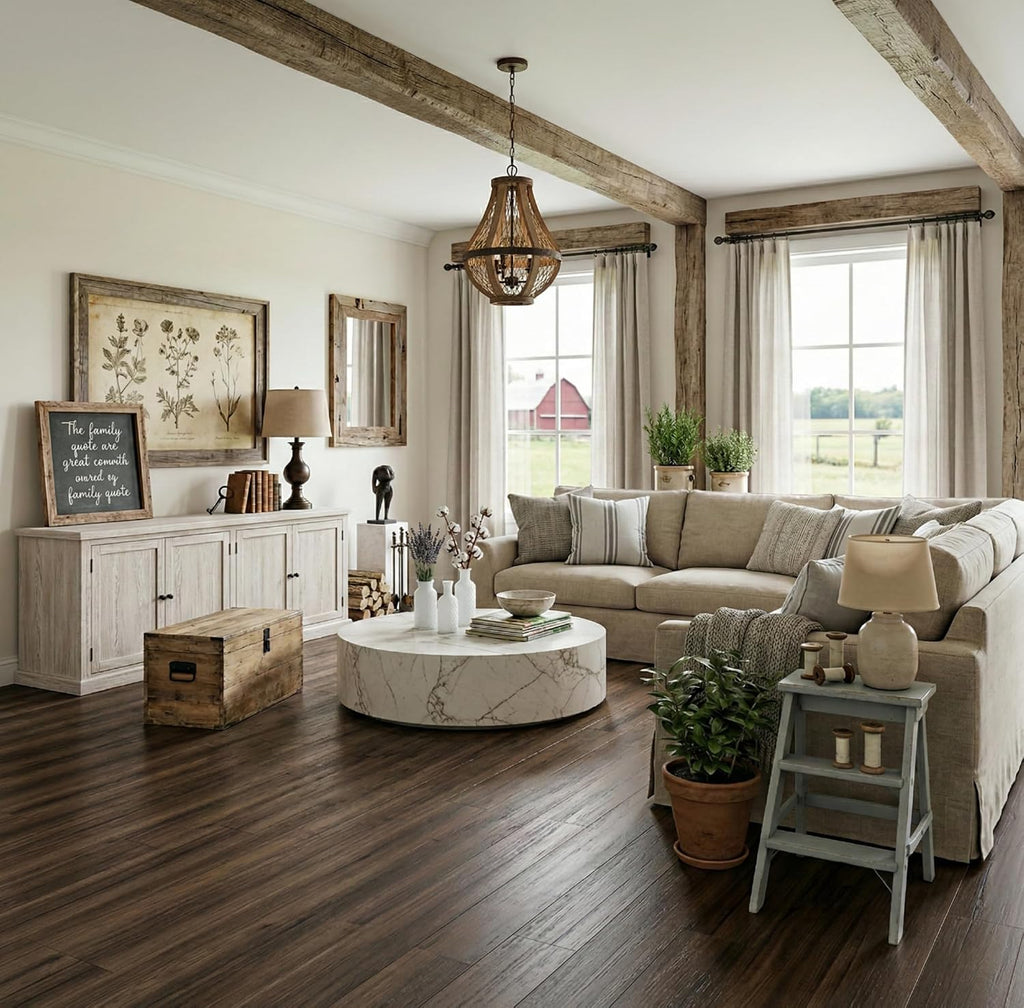 9" x 48" x 7mm, 12mil Luxury Vinyl Plank Flooring, Burnt Butter Walnut Look, Embossed, Waterproof, 1 Box, 7