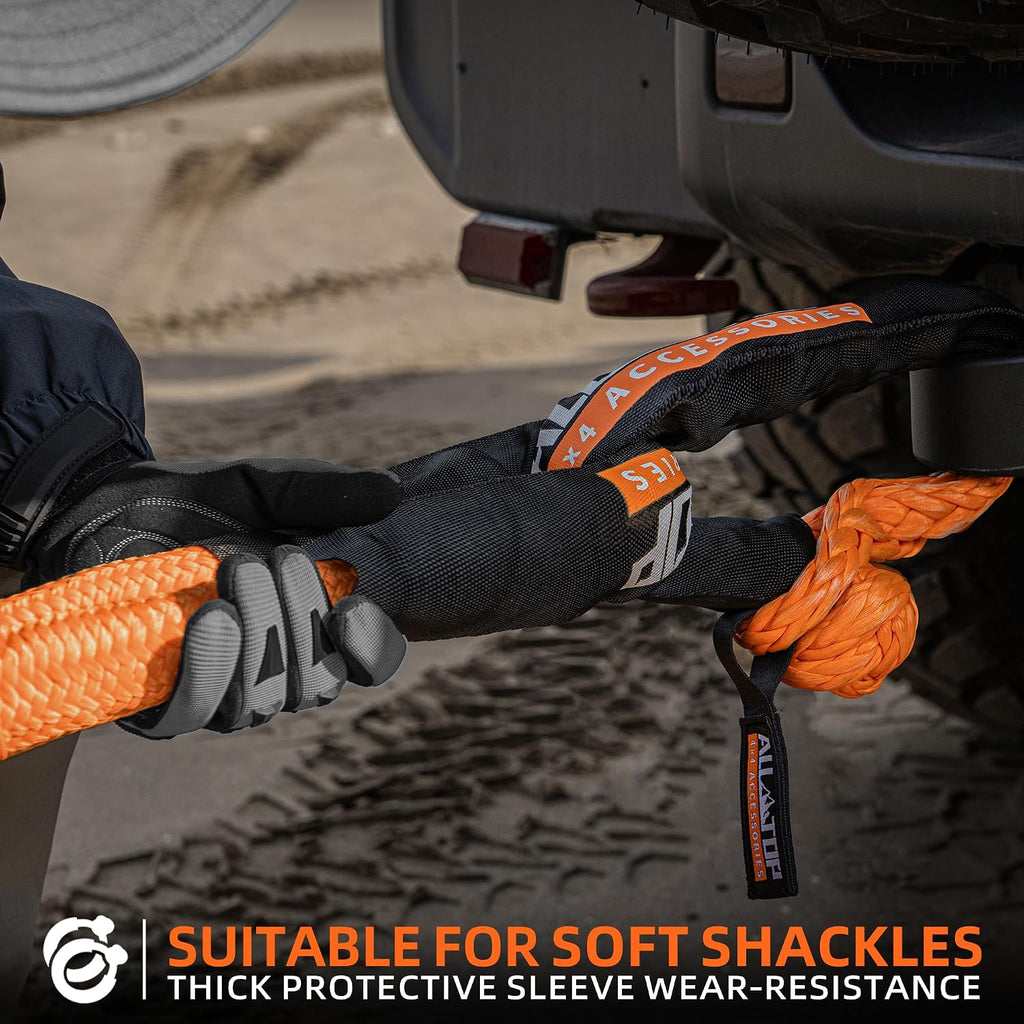 Kinetic Recovery Rope Kit w/ 2 Soft Shackles, 83000Lbs, 1.5in x 30ft, Heavy Duty 30+% Elasticity, 27600Lbs Work Load
