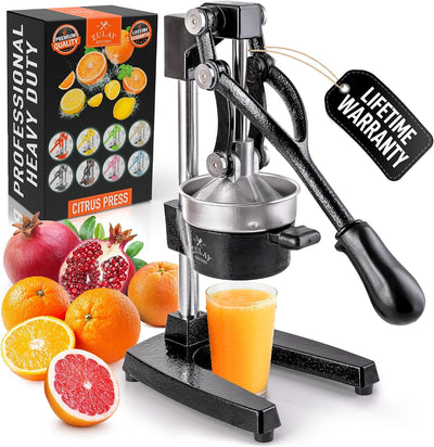 Cast Iron Juicer - Heavy Duty Orange Juicer with Detachable Strainers for Easy Cleaning, Citrus Press for Citrus