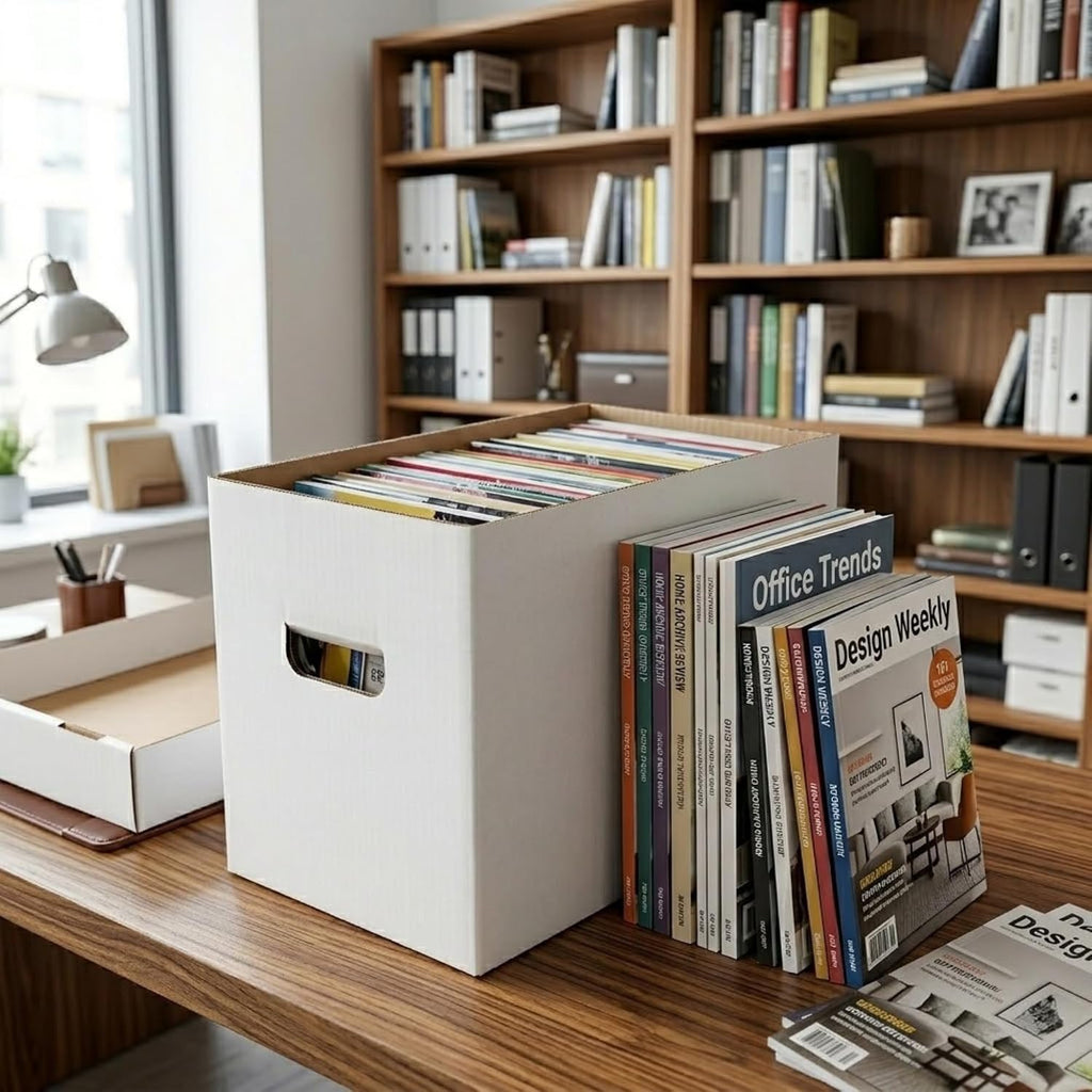 Magazine Storage Boxes with Lids - Heavy Duty, 2 Pack
