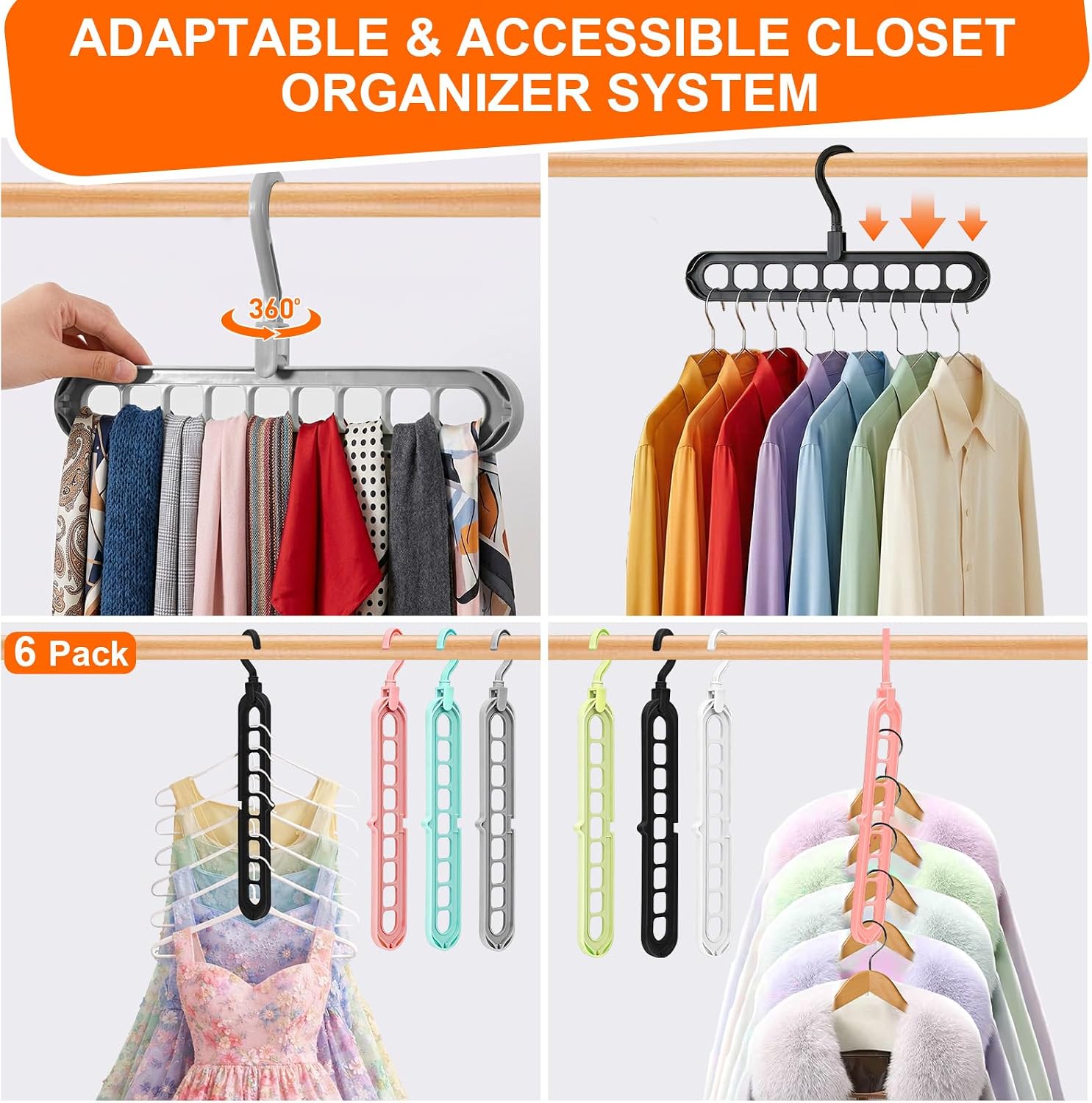 Closet Organizers and Storage,College Dorm Room Essentials,Pack of 6 Multifunctional Organizer Magic Space Saving