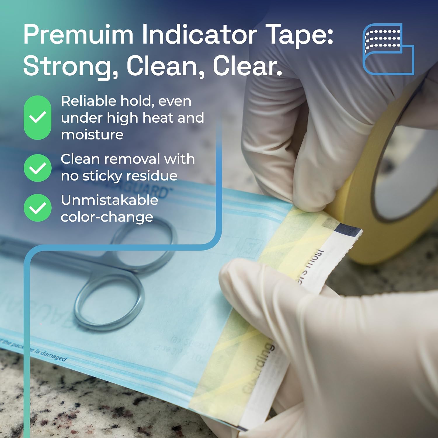 Autoclave Indicator Tape for Steam Sterilization - 0.75" × 55 Yards (1 Roll) - Crepe Paper Tape with Color Change