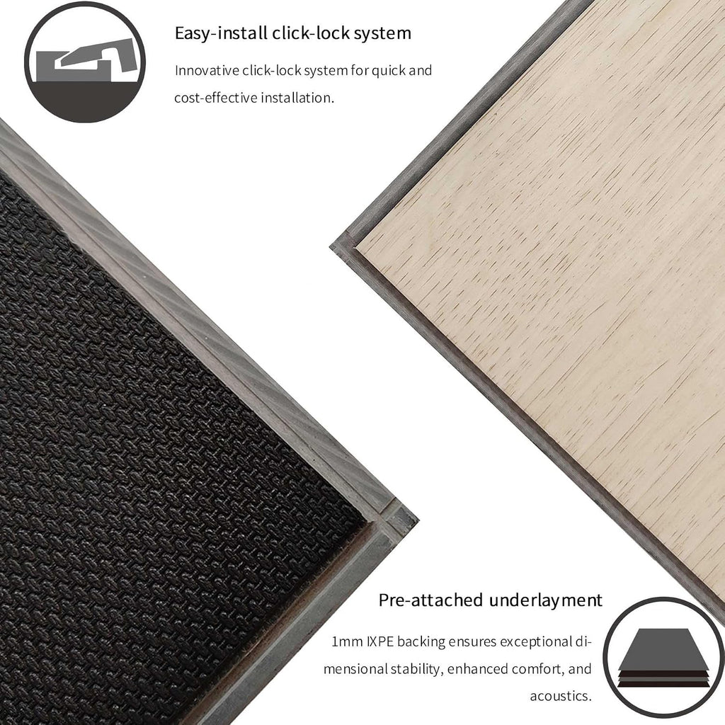 SPC Click Lock Luxury Vinyl Flooring Plank | 21.4 Sq.Ft | Thick 5 mm | Wood Floating LVP Floor Tile| 100% Waterproof