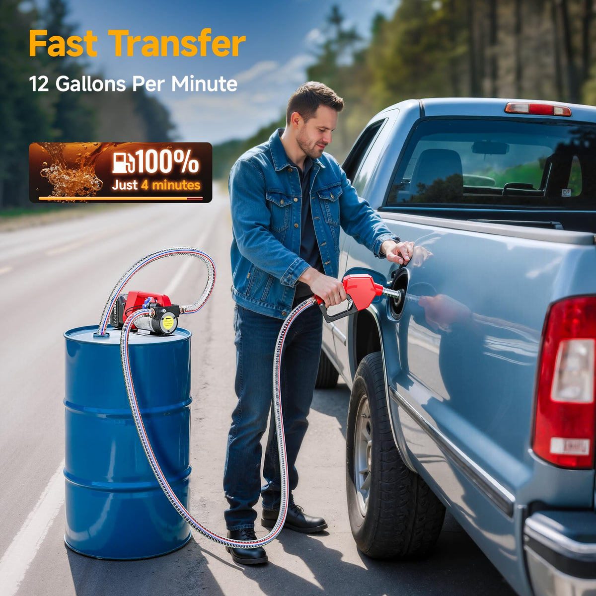TaskStar Fuel Transfer Pump Battery Powered, 12GPM Diesel Kerosene Transfer