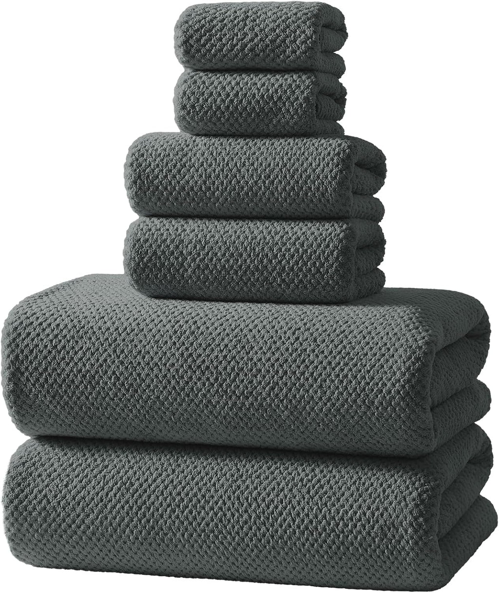 Soft 6 Piece Bath Towels Set, 2 Large Bath Towel Sheet, 2 Hand Towels, 2 Washcloths, Highly Absorbent, Quick Dry