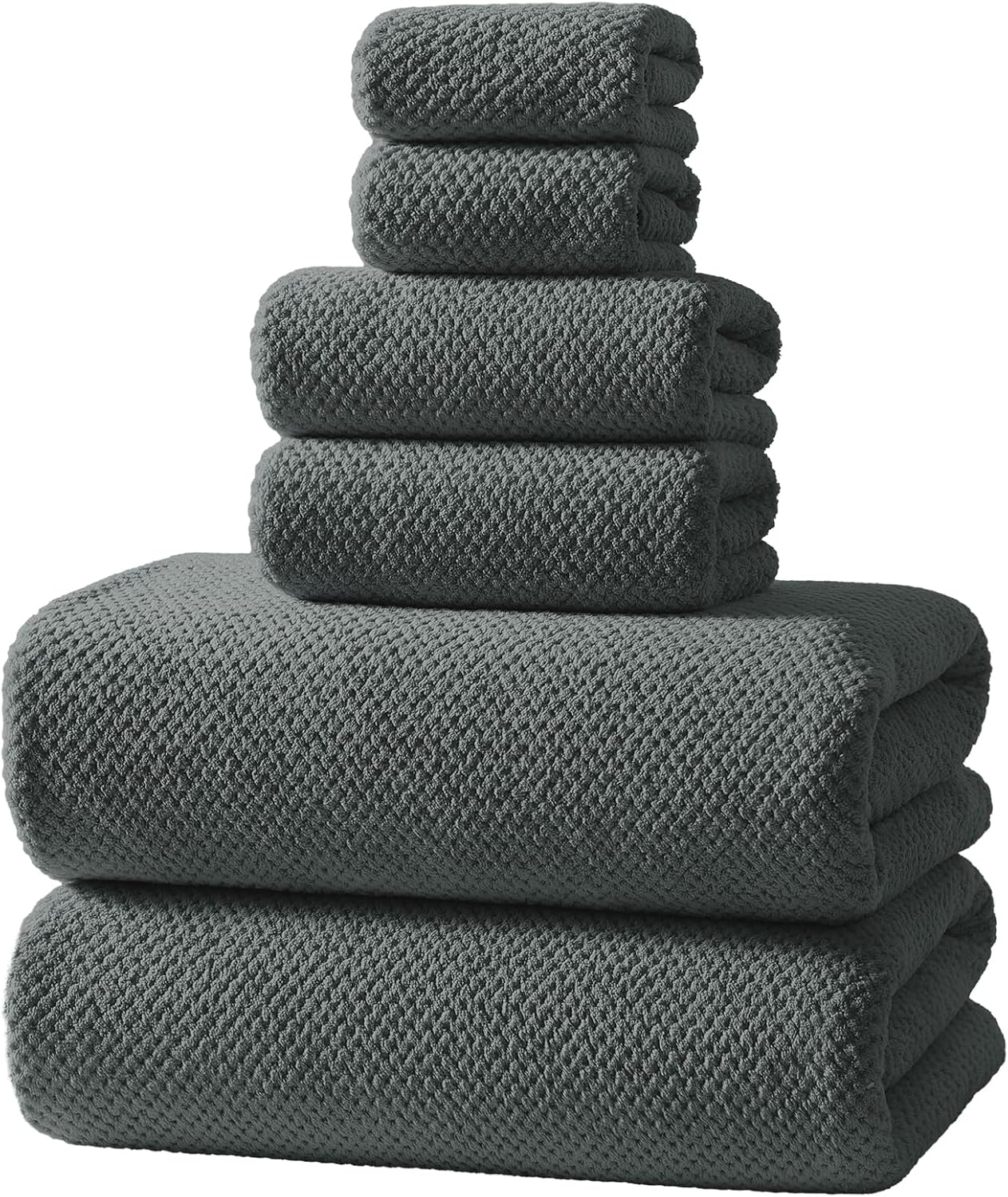 Soft 6 Piece Bath Towels Set, 2 Large Bath Towel Sheet, 2 Hand Towels, 2 Washcloths, Highly Absorbent, Quick Dry