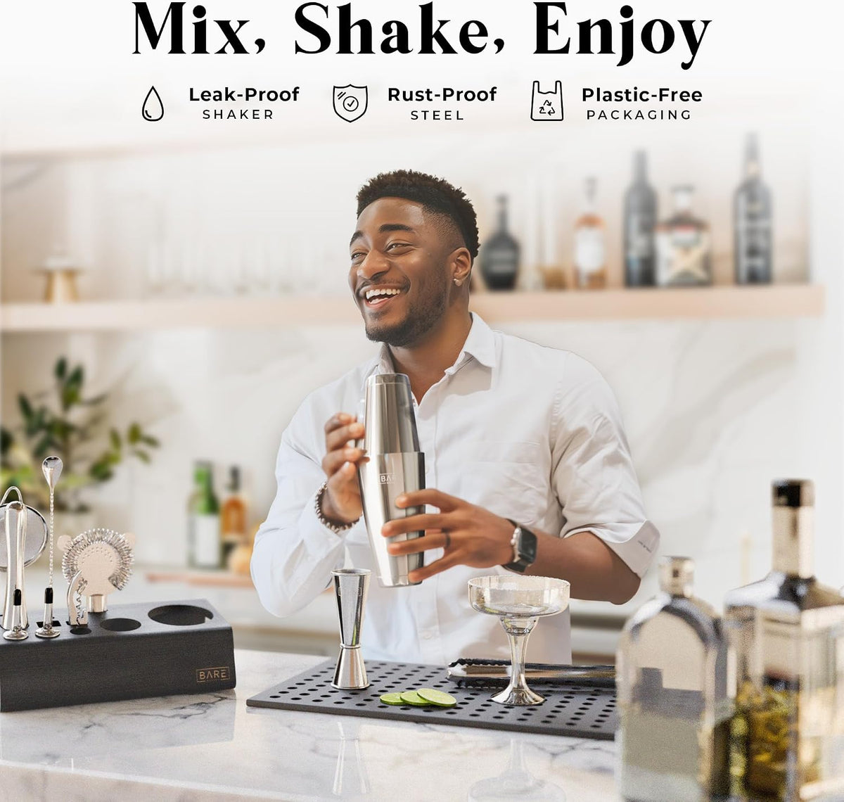Mixology Bartender Kit Bar Set | 14-Piece Cocktail Shaker Set | Martini Barware Mixing Tools for Home Bartending |