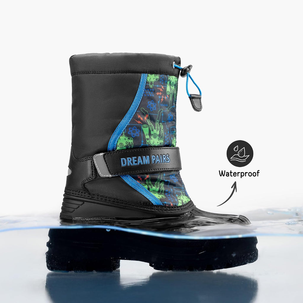 Unisex Snow Waterproof Winter Boots | Warm Faux Fur Lined Outdoor Secure Grip Anti Slip Outsole Easy Wear Windproof