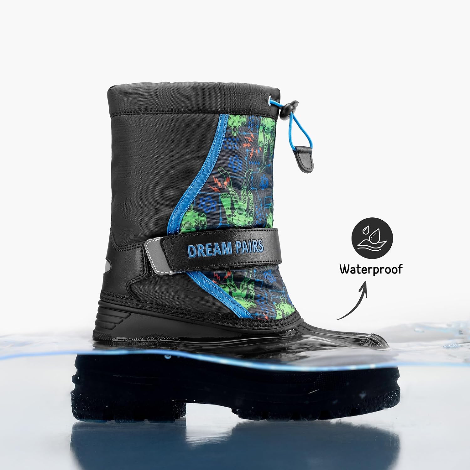 Unisex Snow Waterproof Winter Boots | Warm Faux Fur Lined Outdoor Secure Grip Anti Slip Outsole Easy Wear Windproof