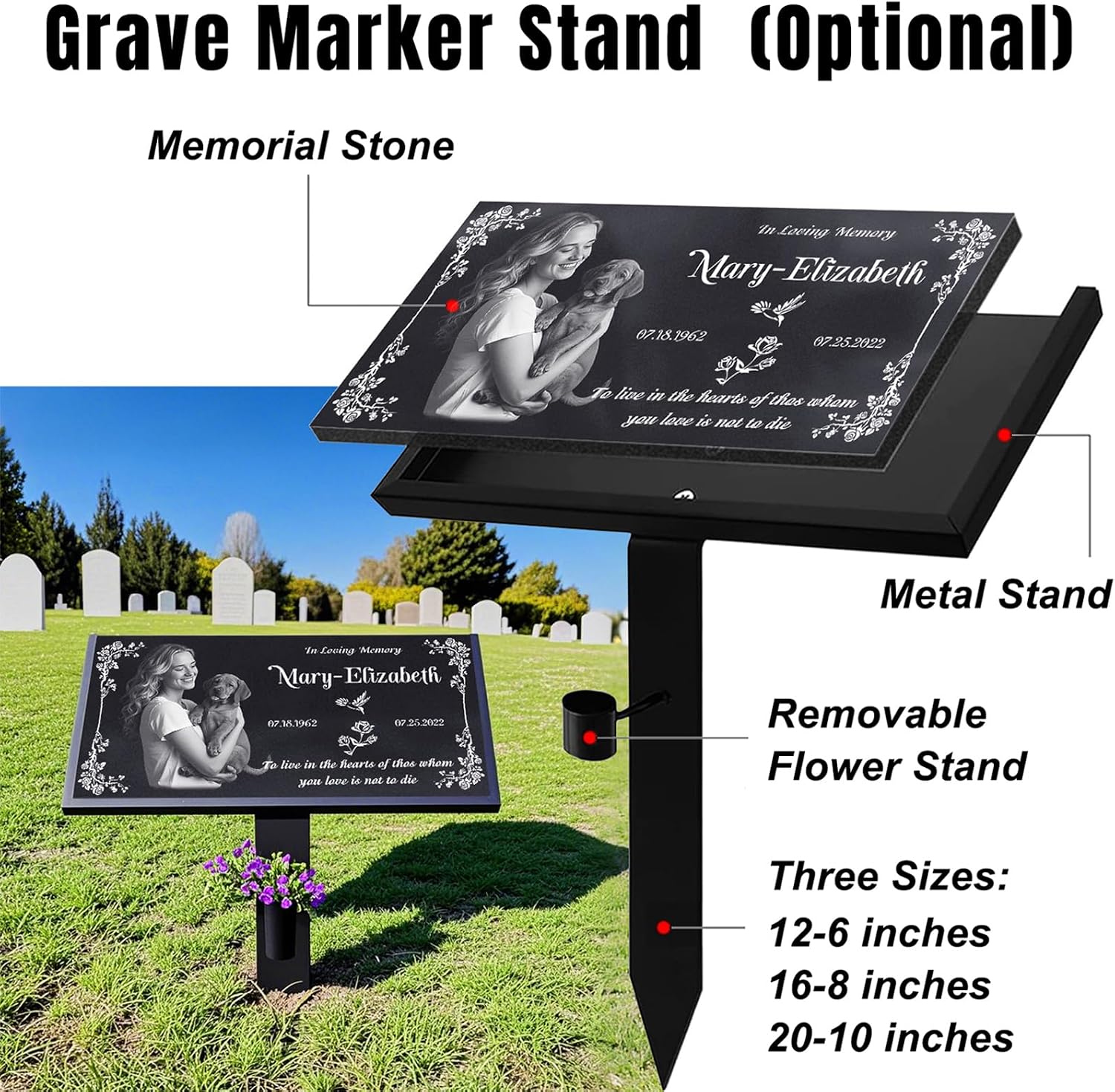Headstones for Graves - Natural Granite Memorial Stone Custom Tombstones for Grave Stones Temporary Grave Marker for