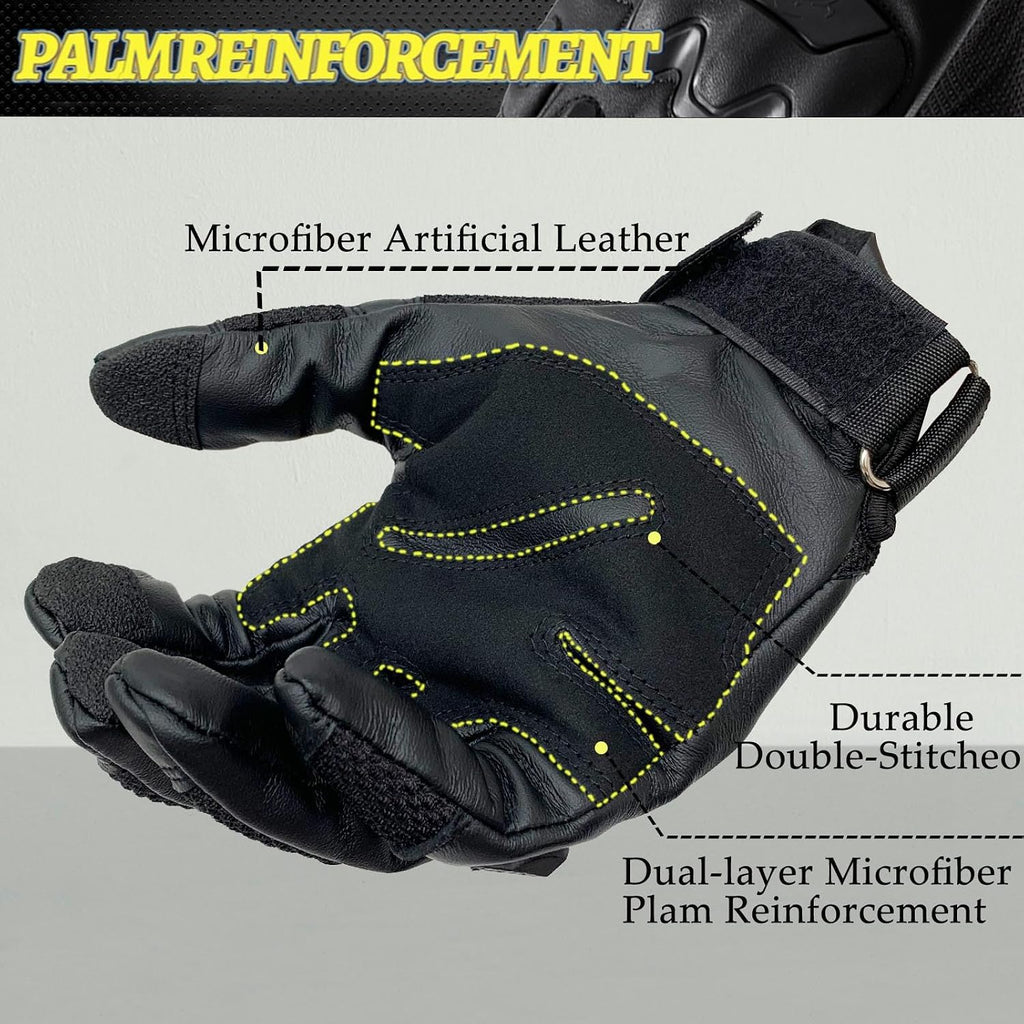 Tactical Gloves for Men Touchscreen Motorcycle Gloves with Hard Shell Leather Palm Padding for Outdoor Sports