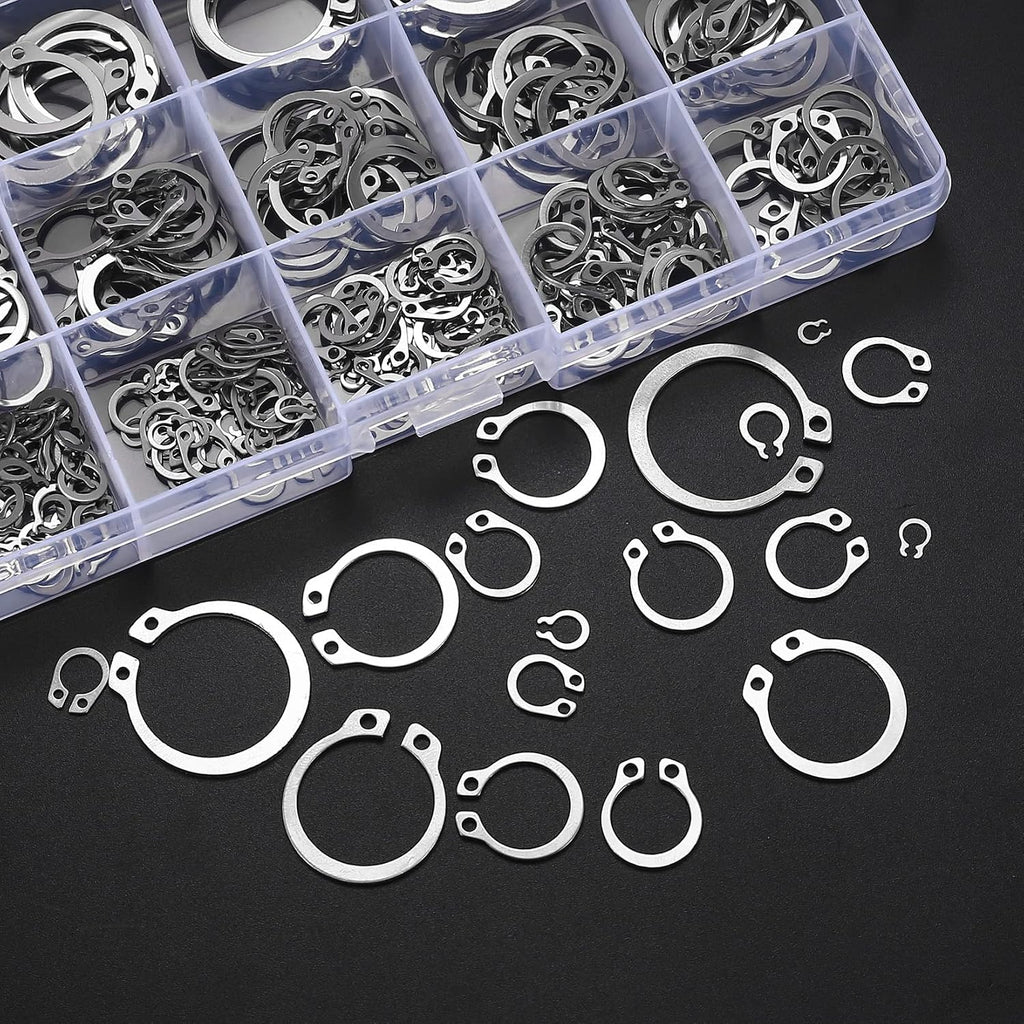 300 Pcs Retaining Ring Kit - Internal & External Snap Rings, 18 Sizes