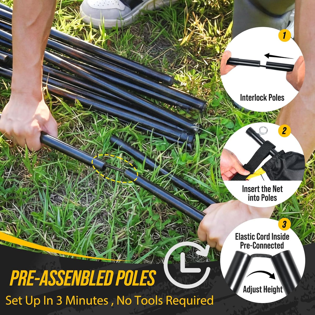 3-in-1 Badminton Volleyball Pickleball Net Set Adjustable Height | Backyard Outdoor Games, 17FT Portable Net, Height