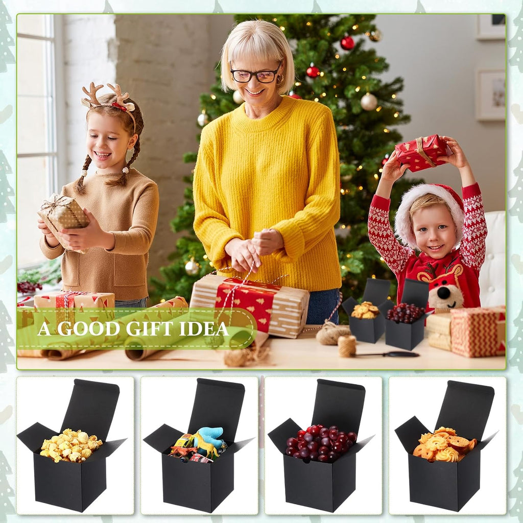 48 Pack Black Gift Boxes Small Cardboard Gift Boxes with Lids