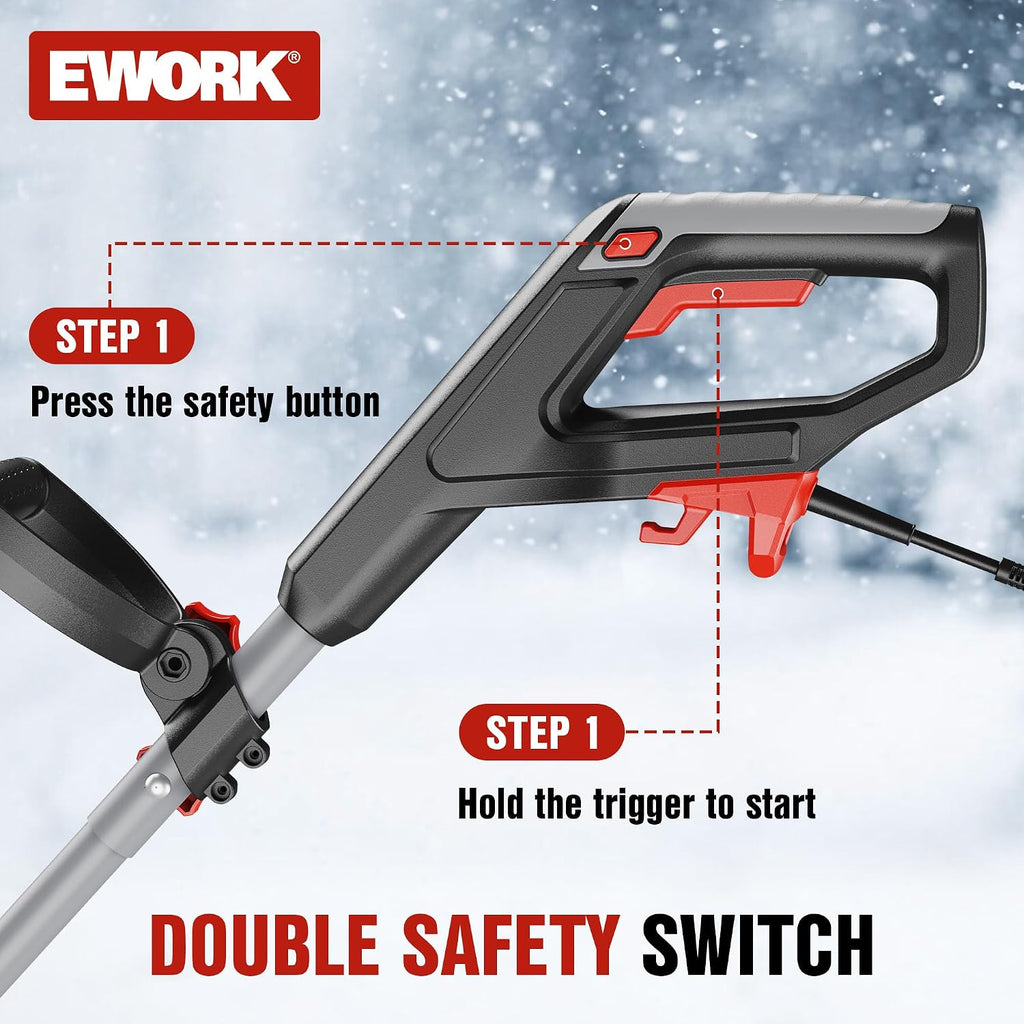 Corded Snow Shovel 11-Inch 1200W 10A Powerful Electric Snow Shovels, 6-Inch Clearing Depth, 23-Foot Max Throw