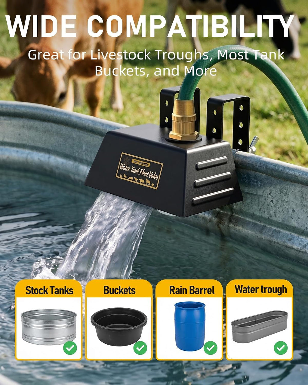 Automatic Water Trough Float Valve Suitable for 3/4" Female Water Connector | Patented Float Valve for Water Tank