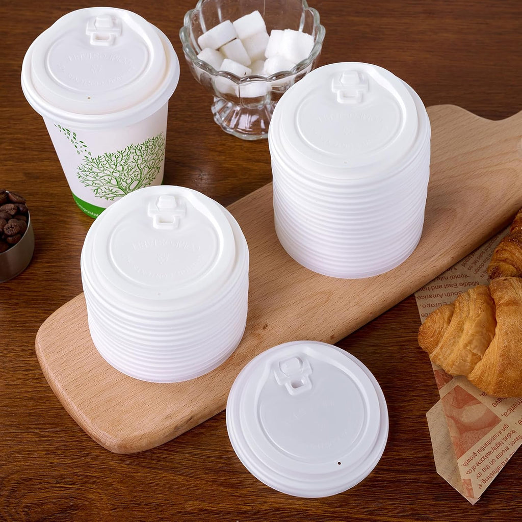 Compostable Coffee Cup Lids 200 Count, 3.54 inch CPLA Cup Lid