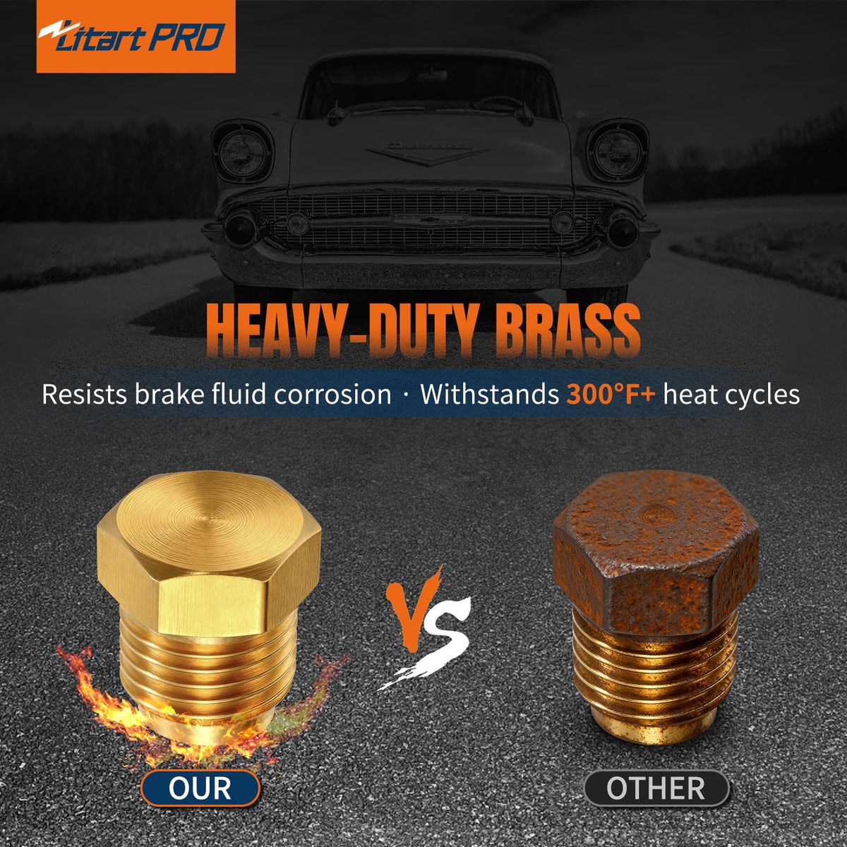 LitartPRO 2PCs 3/16" Brass Brake Line End Connection Fitting Kit