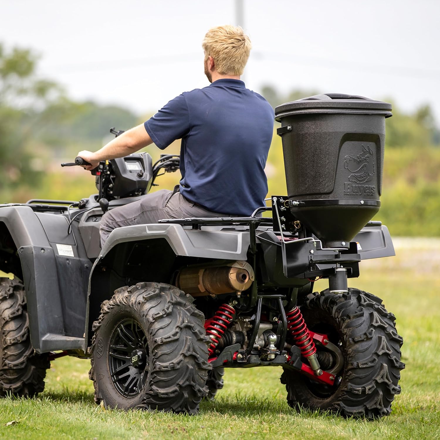 Buyers Products ATVS15A ATV 12V Broadcast Spreader 15 Gallon Hopper | 12V ATV Broadcast Spreader Holds 15 Gallons And