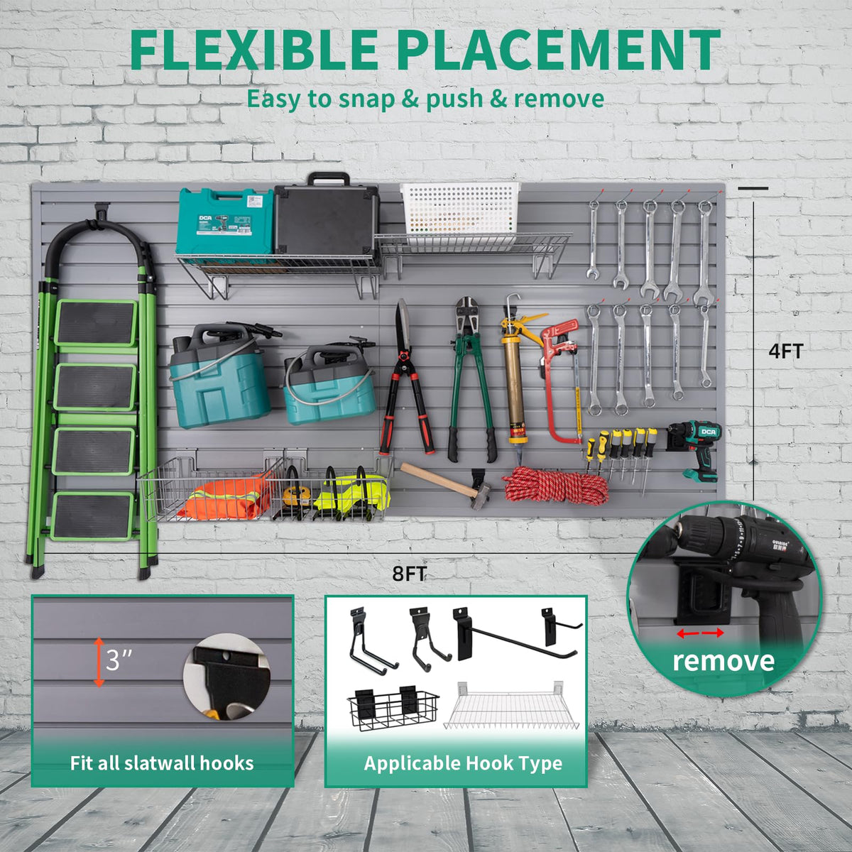 Slat Wall Paneling Garage Slat Wall Storage Systems Slatwall Panels Power Tool Organizer Wall Mount, PVC Garage