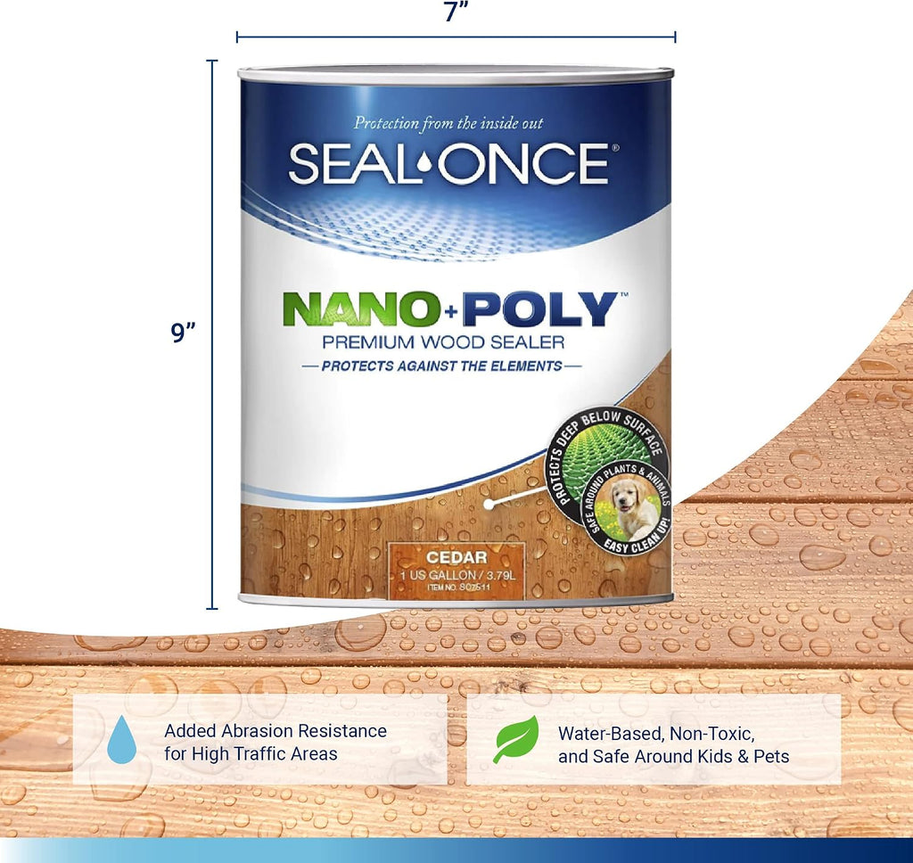 SEAL-ONCE Nano+Poly Wood Sealer and Waterproofer, Cedar, 1 Gallon