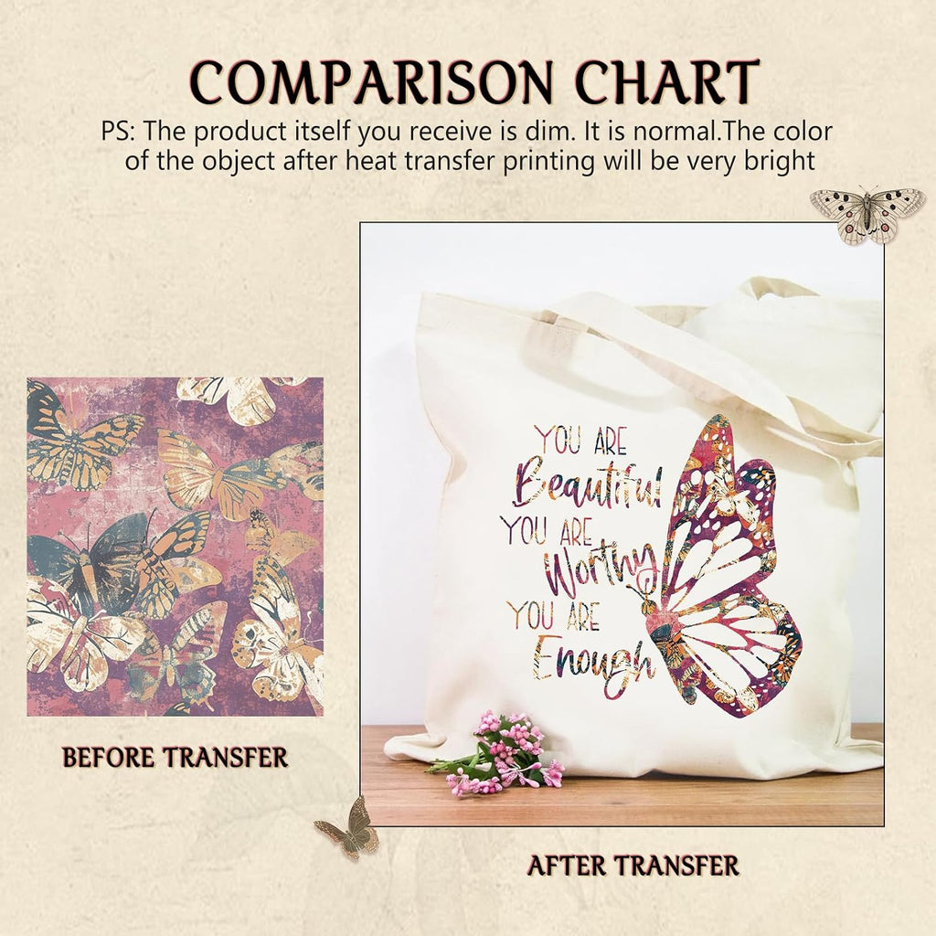 Butterfly Pattern Sublimation Ink Transfer Sheets 12 Sheets 12"x10" | Colored sublimation transfer paper,works with