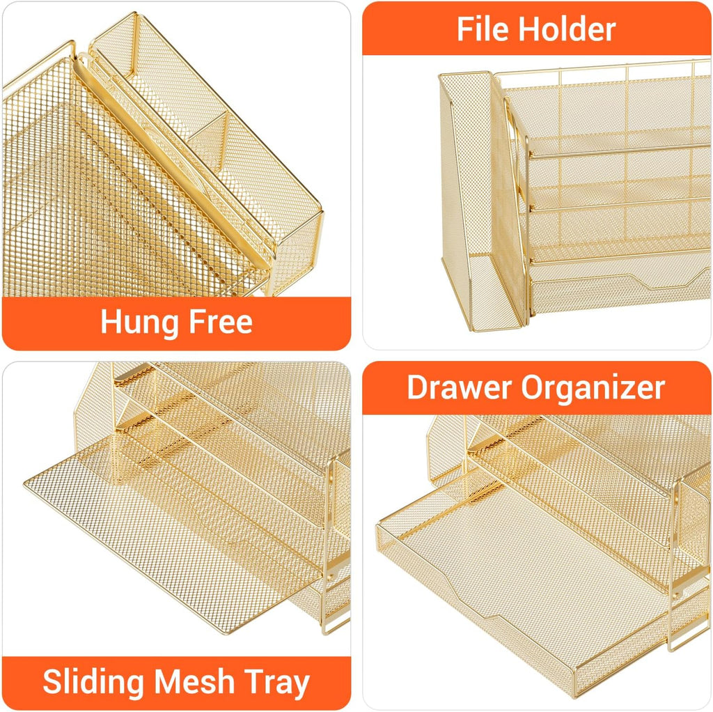 Desk Organizers and Accessories, 4-Tier Office Desk Accessories & Workspace Organizers with Drawer and Pen Holder