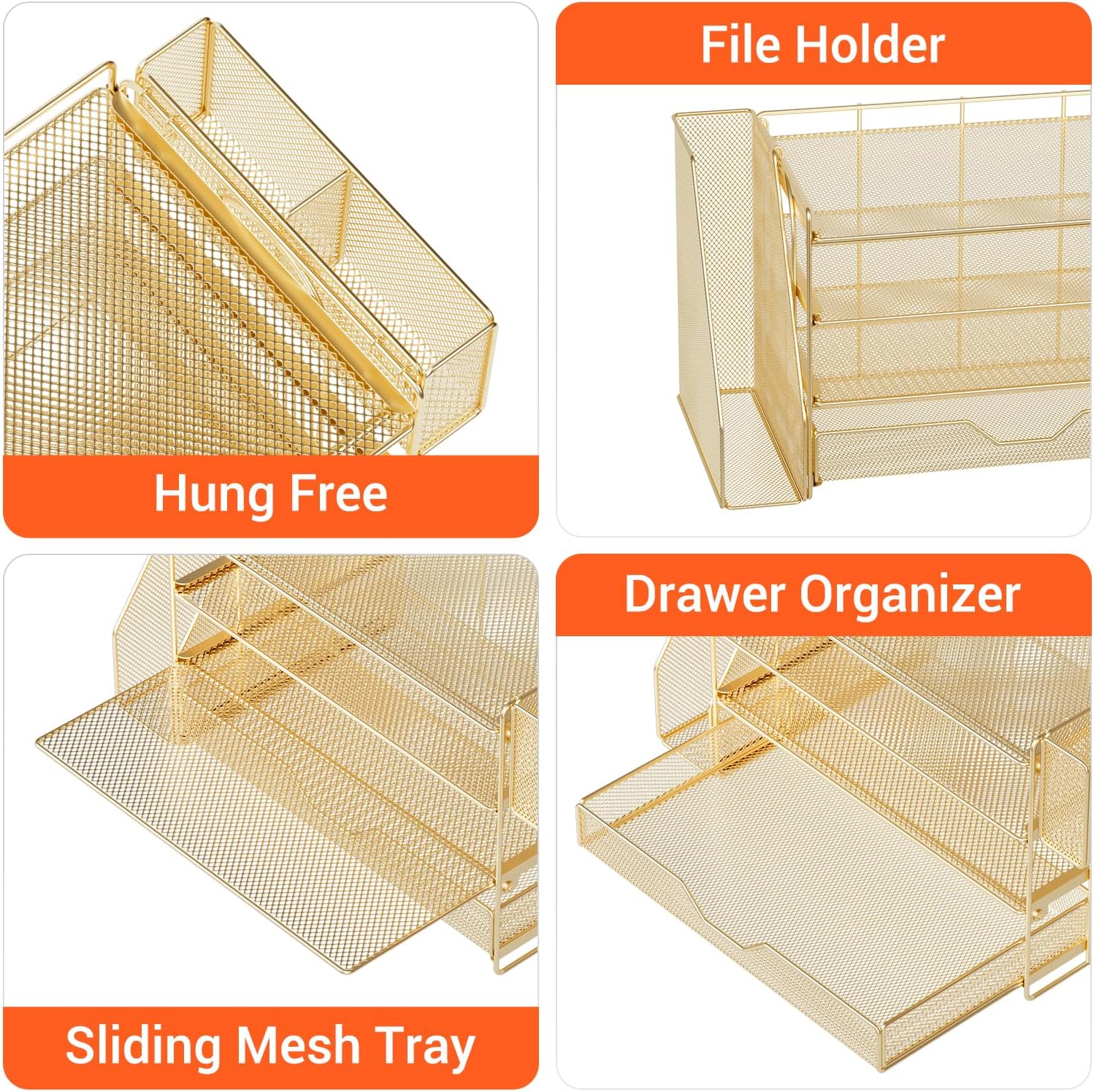 Desk Organizers and Accessories, 4-Tier Office Desk Accessories & Workspace Organizers with Drawer and Pen Holder