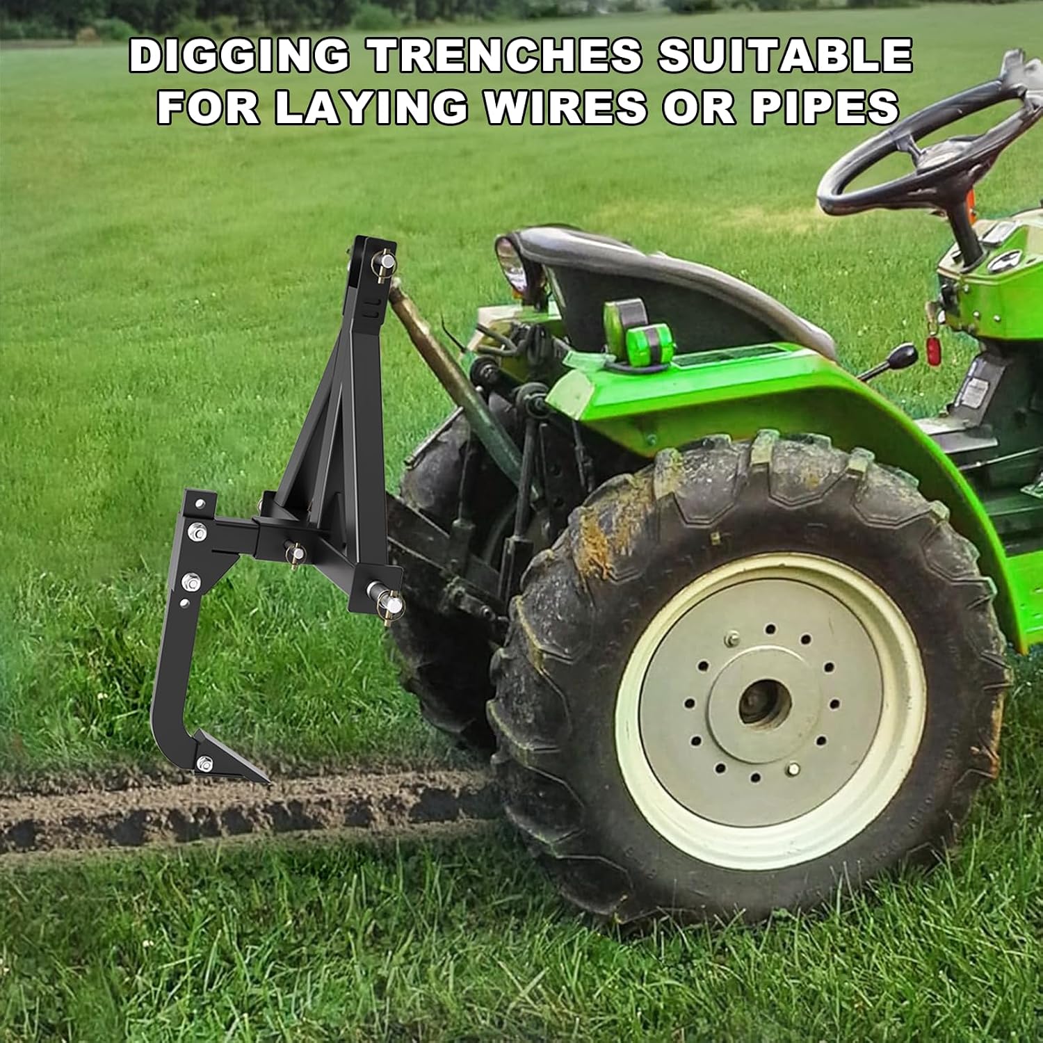 Hitch Mounted Ripper, Hitch Lawn Trencher, Tractor Accessories for ATV/UTV/Tractor with 2" Receiver, 18" Adjustable