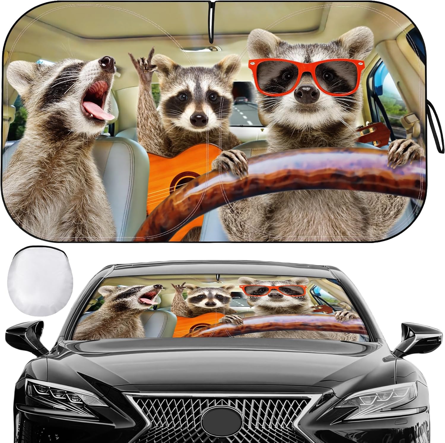Car Windshield Sun Shade - Foldable Car Sun Shade Windshield for Front Window, Reflector Sunshade Offers Ultimate